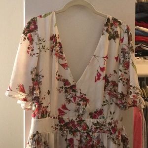 White floral pattern romper